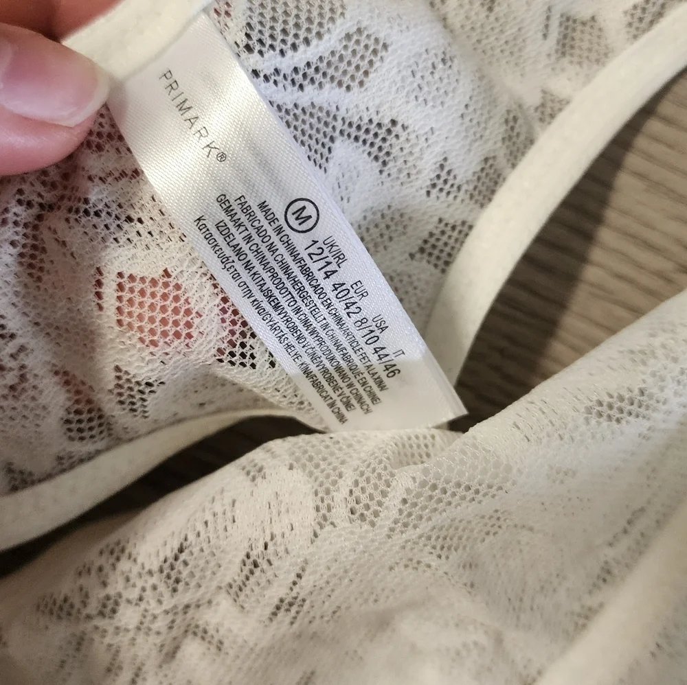 Primark White Lace Bra Floral and Panty Set Medium 36E EUC